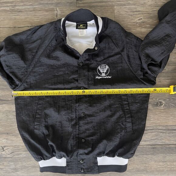 Vtg Jagermeister Bomber Jacket Logo Black Nylon K-Products Made In USA Men M EUC - Picture 7 of 11